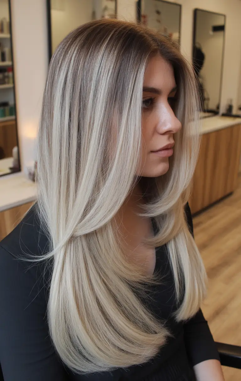 spring long haircuts Cool Vanilla Contour - Luxe Straight Layers