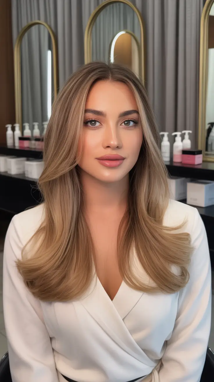 spring long haircuts Soft Honey Contour Layers - Polished But Playful