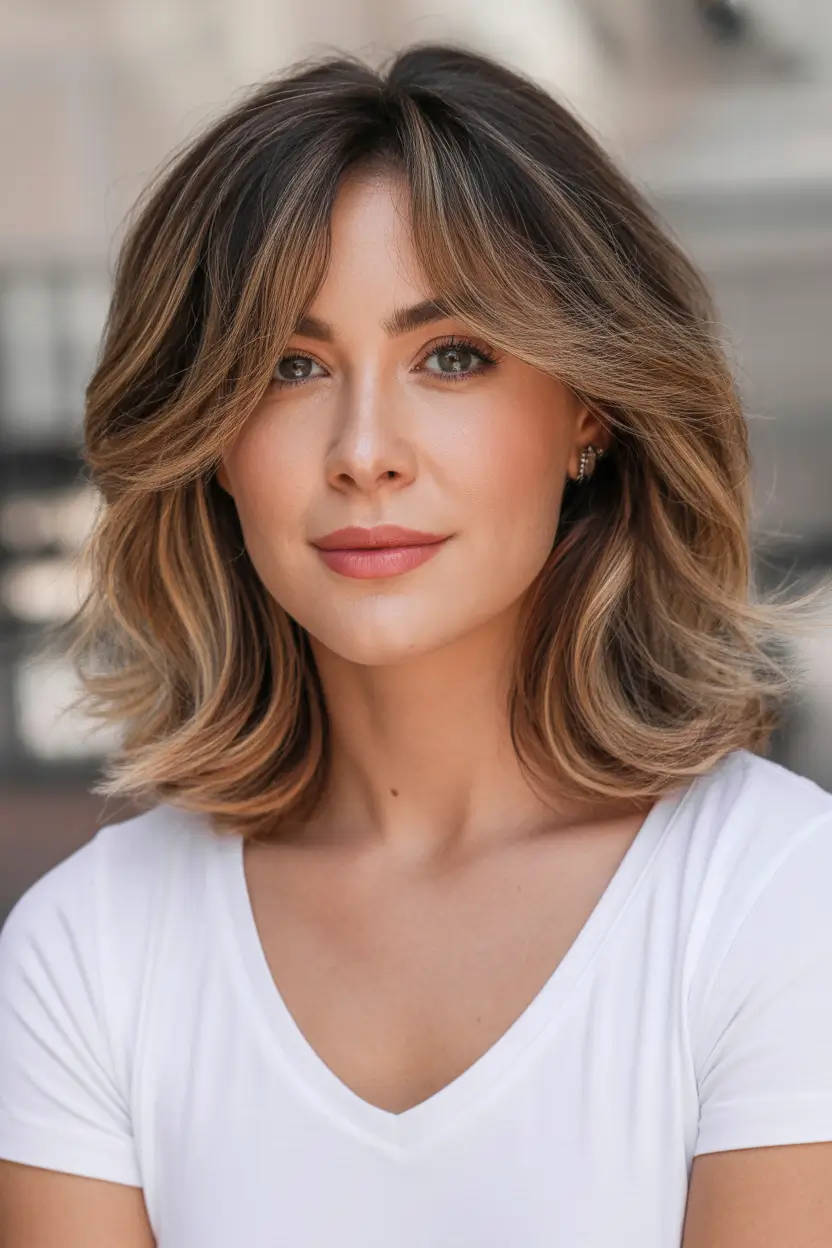 casual spring mid length haircuts 2026 Feathered Layers With Modern Curtain Movement