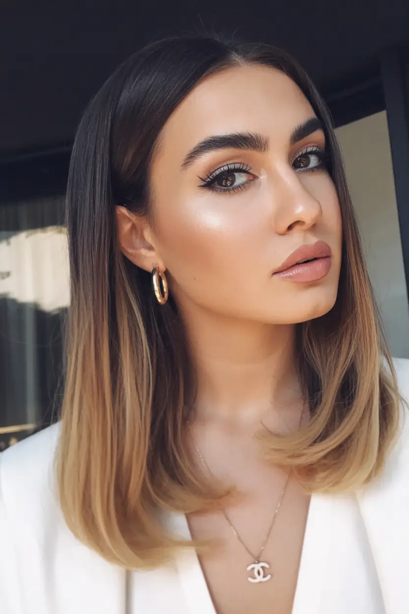casual spring mid length haircuts 2026 Polished Blunt Lob With Soft Ombre