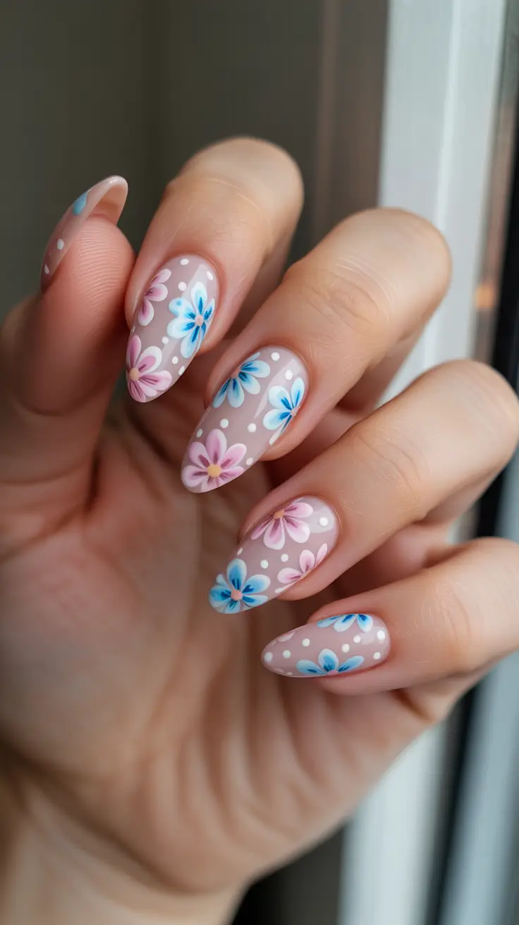 vibrant spring nail art 2026 - Soft Petal Confetti On A Nude Canvas