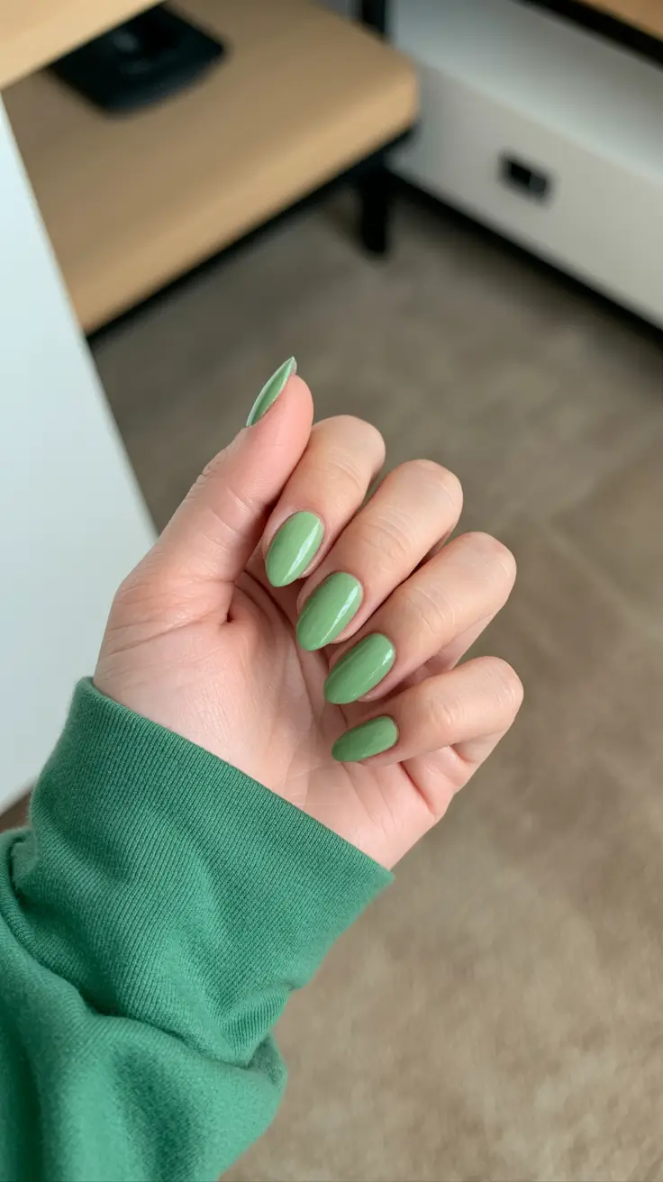 must-try spring nail colors 2026 Sage Garden Oval Calm