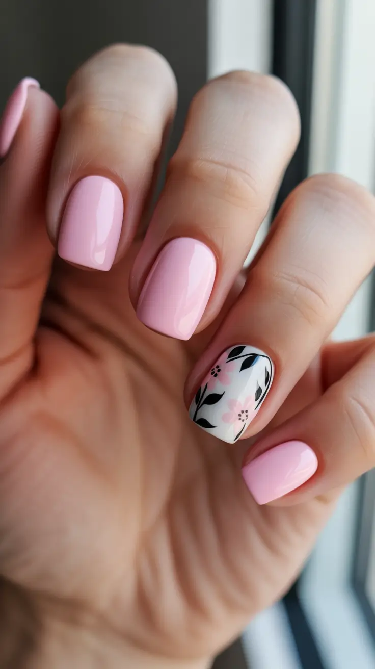 dreamy spring nail design 2026 Soft Pink Blossoms With A Minimal Mood