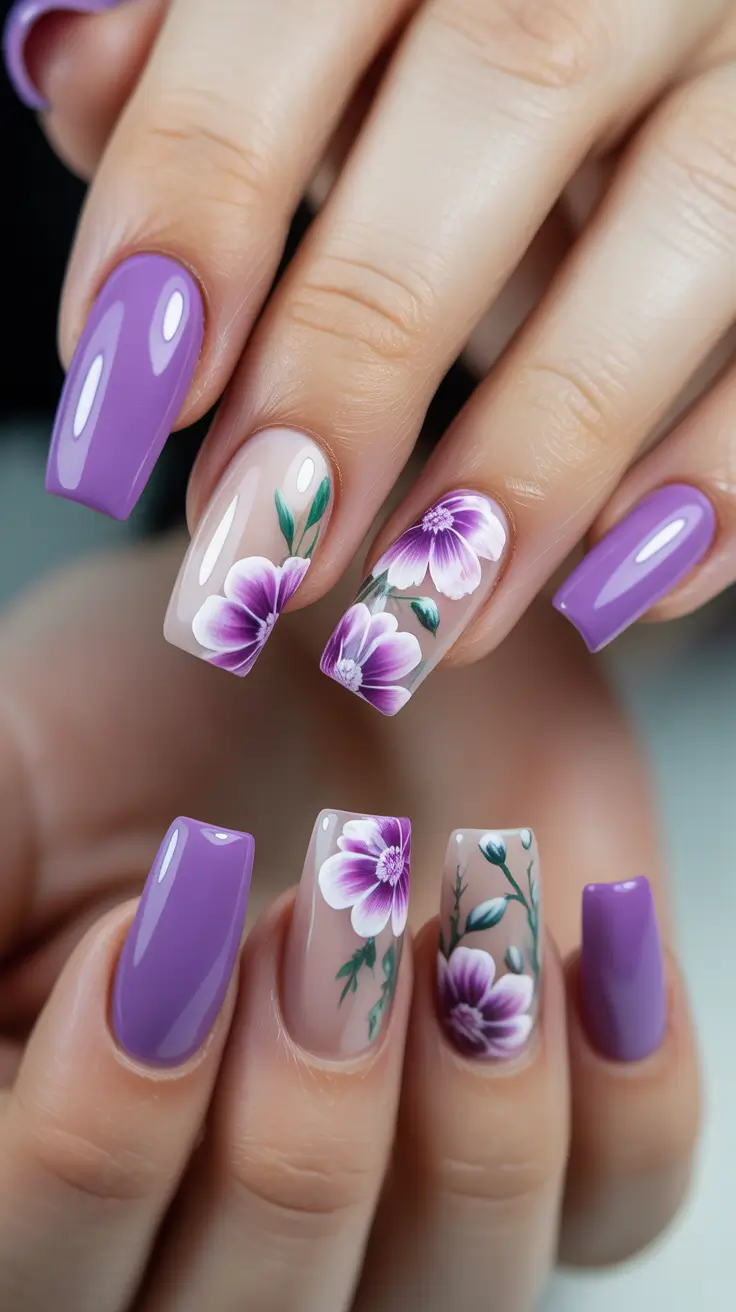 sophisticated spring nails coffin 2026 Lavender Garden