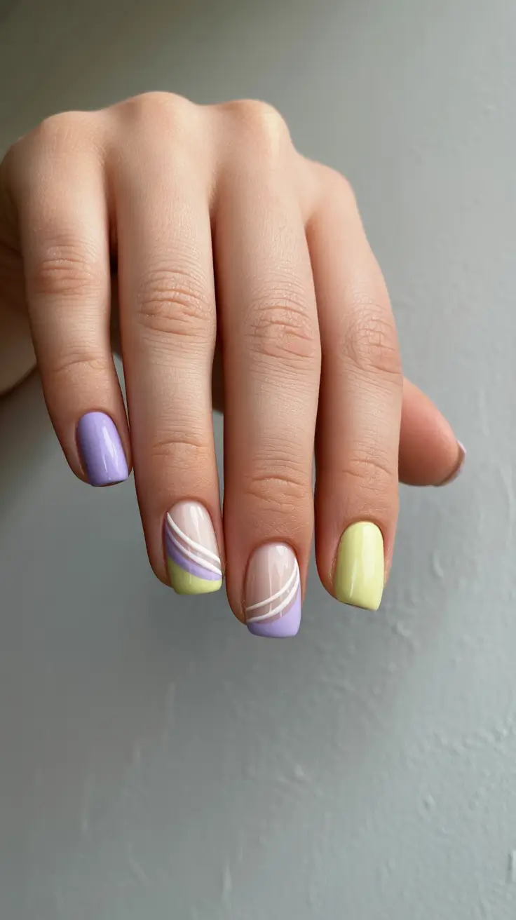 spring nails simple 2026 Pastel Wave Softness