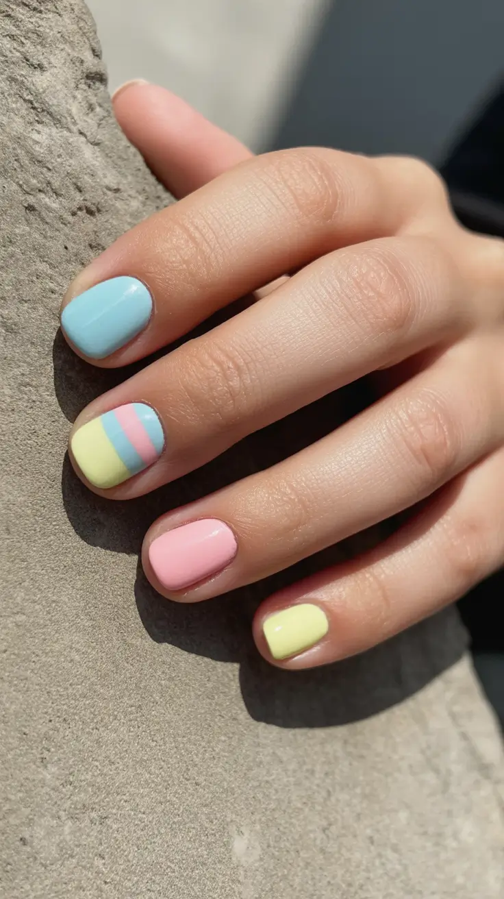 spring nails simple 2026 Pastel Scattered Candy