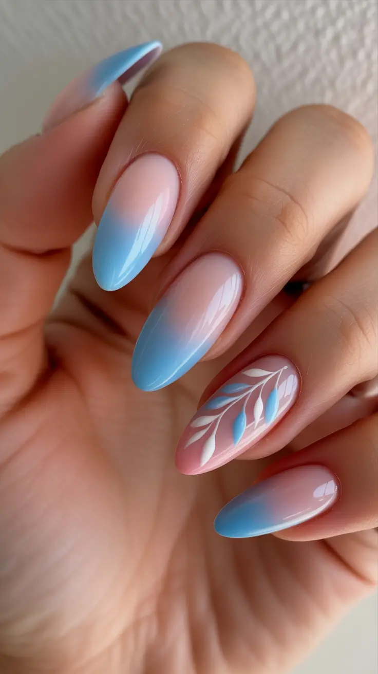 spring nails simple 2026 Blue Spring Fade