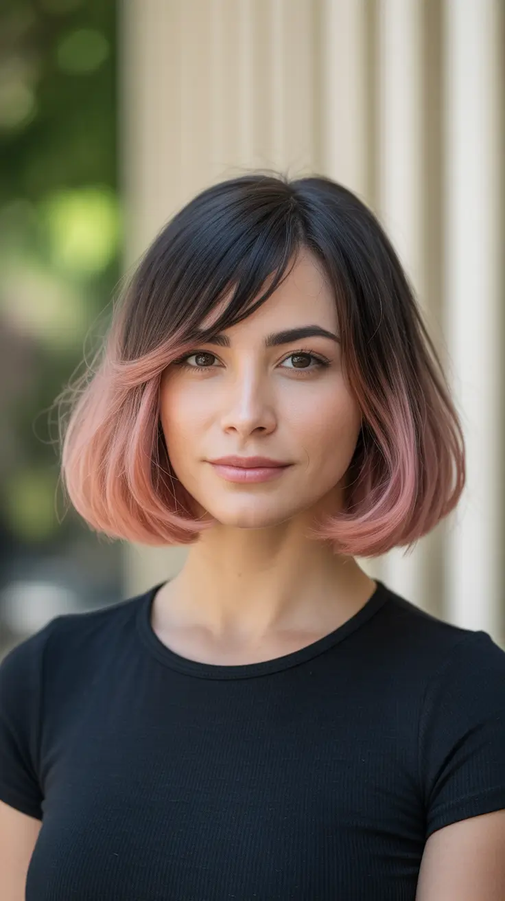 gorgeous spring ombre hair color 2026 + Soft Pink Ombre Bob With Shadow Root