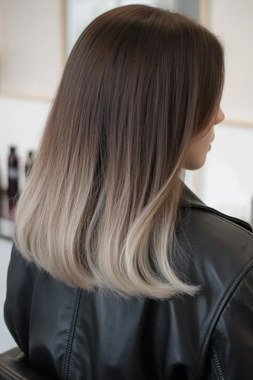 gorgeous spring ombre hair color 2026 + Spring Ombre Hair Color 18 - Cool Beige Blend With A Leather Jacket Edge
