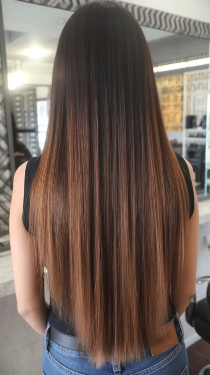 gorgeous spring ombre hair color 2026 + Chocolate Brown Ombre With Subtle Caramel Ribbons