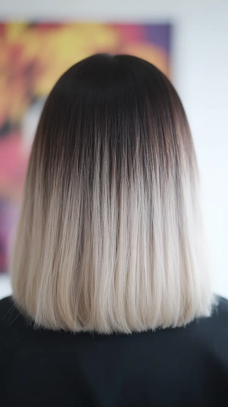 gorgeous spring ombre hair color 2026 + Spring Ombre Hair Color 22 - Inky Black To Pearl Blonde Blunt Bob