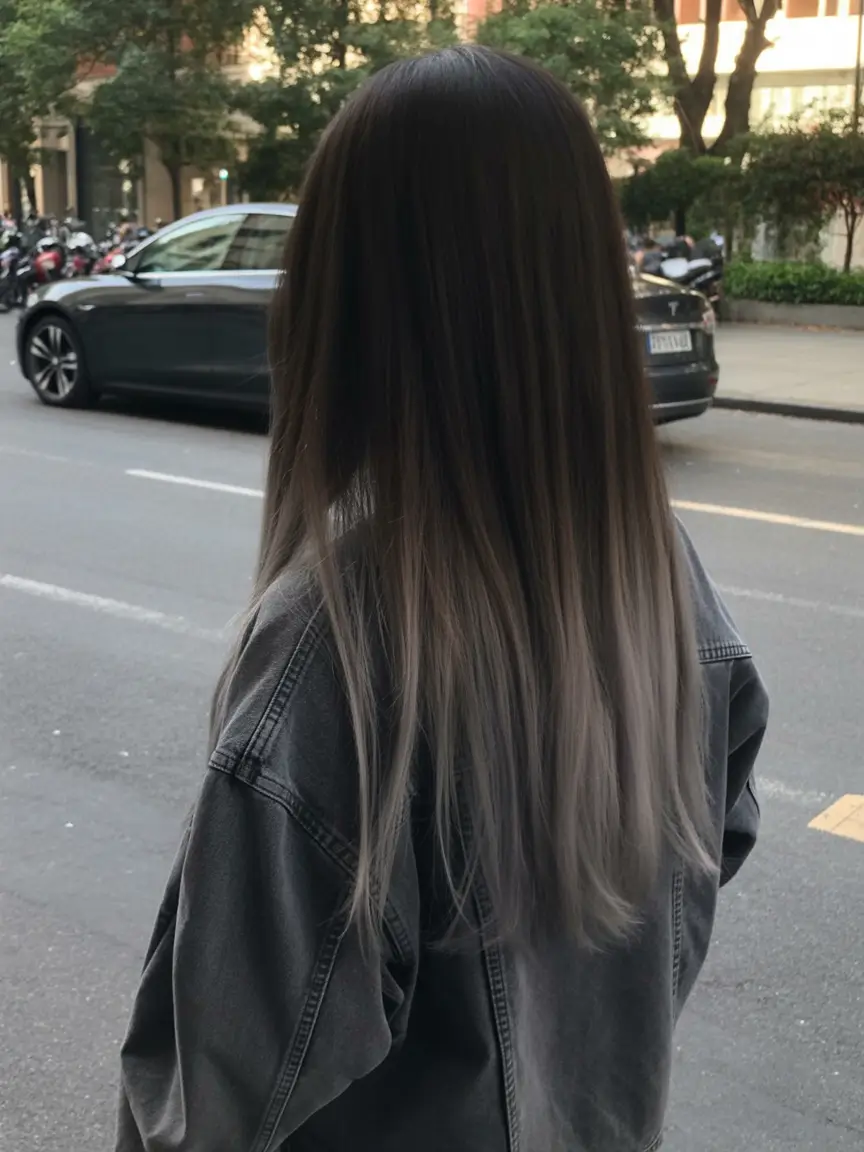 gorgeous spring ombre hair color 2026 + Smoky Ash Ombre On Black Hair For City Spring