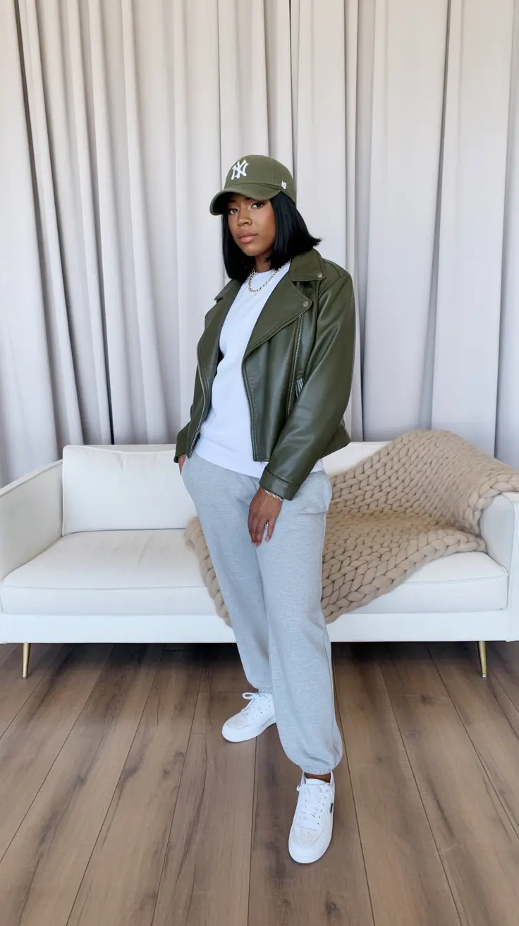 radiant spring outfits black women 2026 + Sporty Olive Layers For Off-Duty Cool