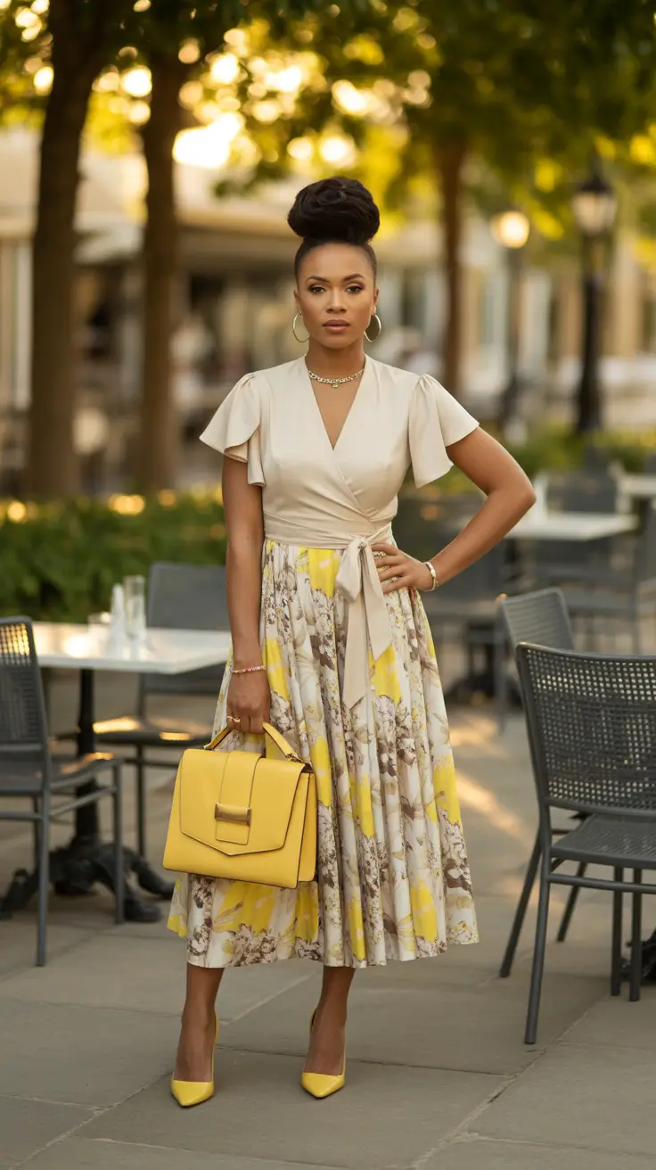 radiant spring outfits black women 2026 + Sunny Wrap Dress Energy For Brunch And Golden Hour Plans
