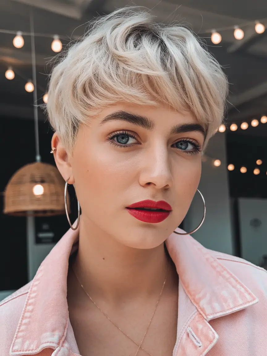 perfect spring short haircuts 2026 Platinum Crop With Soft Micro Fringe