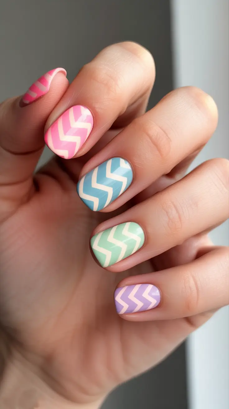 minimalist spring short nails 2026 Pastel-Zigzags-With-A-Modern-Retro-Twist