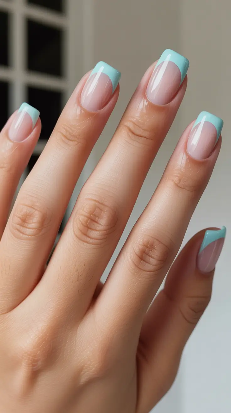 minimalist spring short nails 2026 Mint-Tipped Spring Refresh