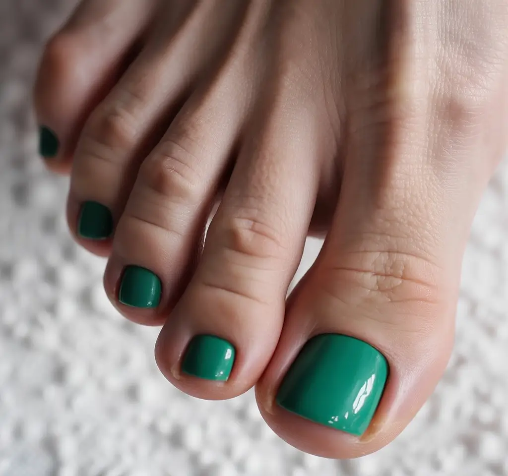 spring toe nail colors 2026 Deep Garden Green Elegance