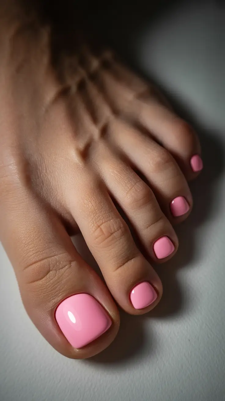 spring toe nail colors 2026 Classic Bubblegum Pink Revival