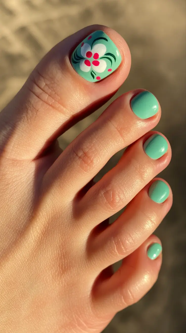 Dazzling spring toe nails 2026 Mint Petals With a Fresh Spring Glow
