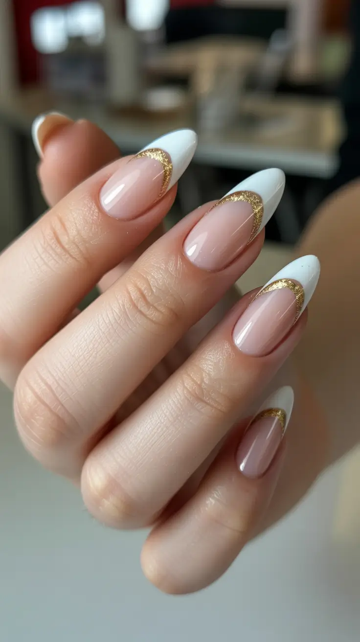 fresh spring wedding nails 2026 Golden Crescent Almond French