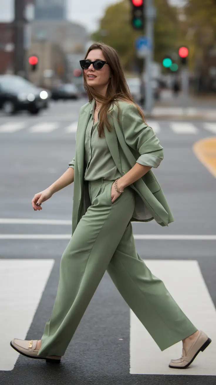 sophisticated spring work outfits 2026 Sage Suiting For Effortless Confidence