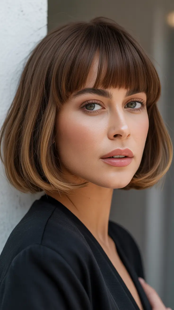 Trendy bob haircuts 2026 + Blunt Fringe Bob With A Soft Bend