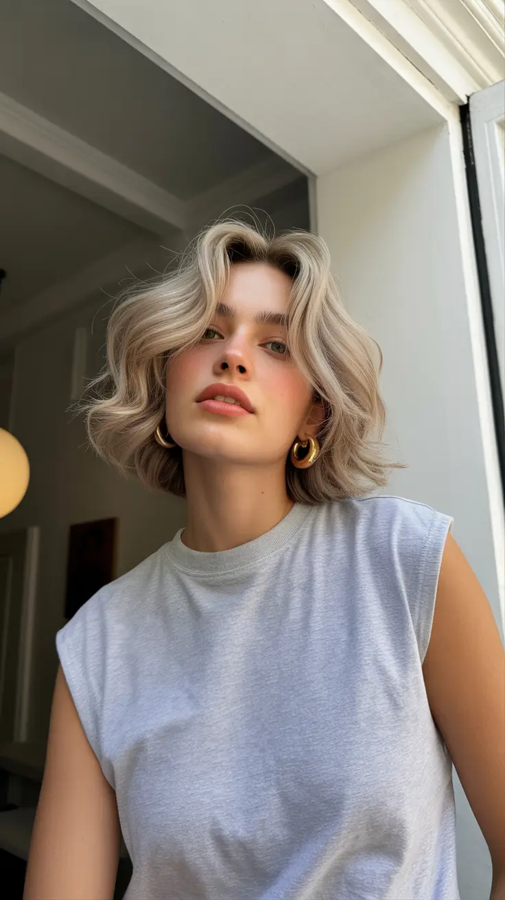 Trendy bob haircuts 2026 + Cloudy Ash Wavy Bob With Soft Volume