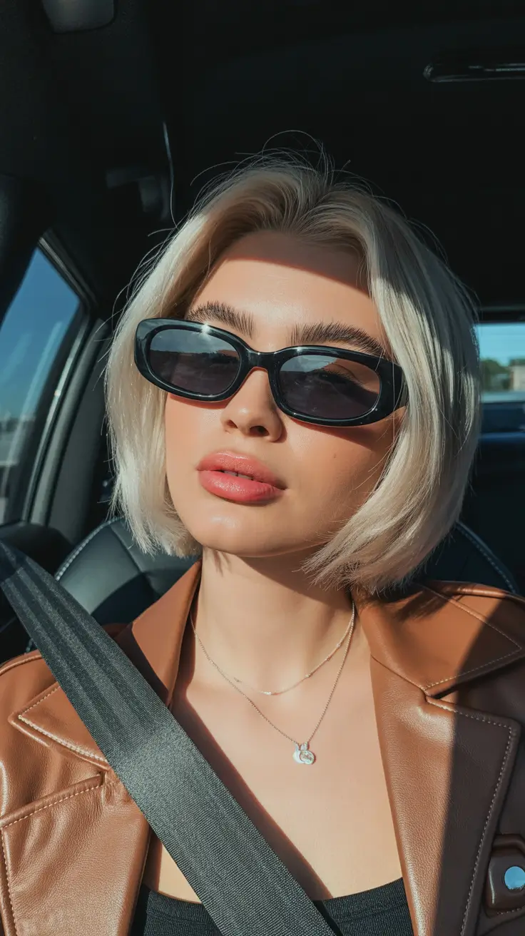 Trendy bob haircuts 2026 + Platinum Precision Bob With Sleek Straight Finish