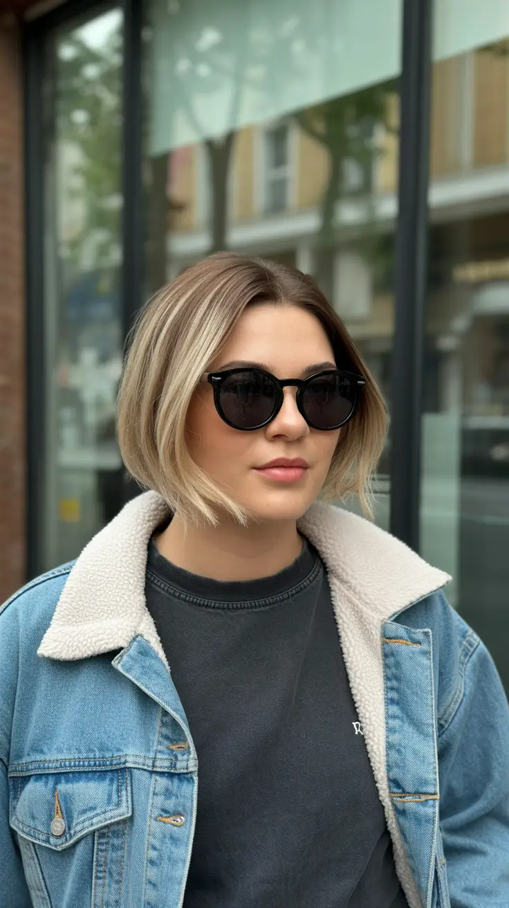 Trendy bob haircuts 2026 + City-Cool Angled Bob With Shadow Root Blend