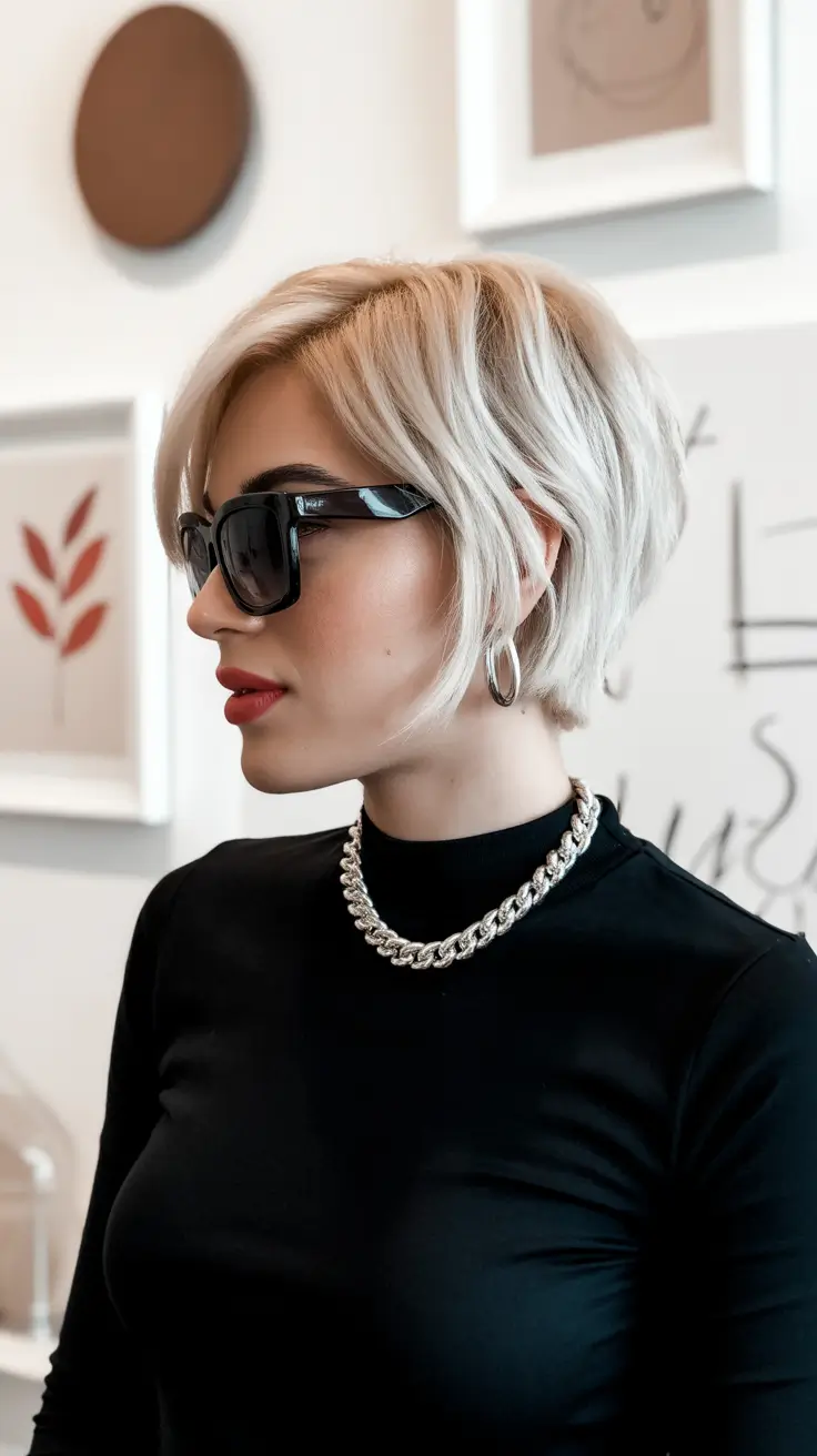 Trendy bob haircuts 2026 + Short Blonde Micro-Bob With Soft Bang Movement