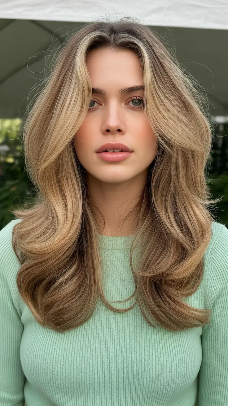 Trendy haircuts 2026 + Butter-Blonde Long Layers With Curtain Lift