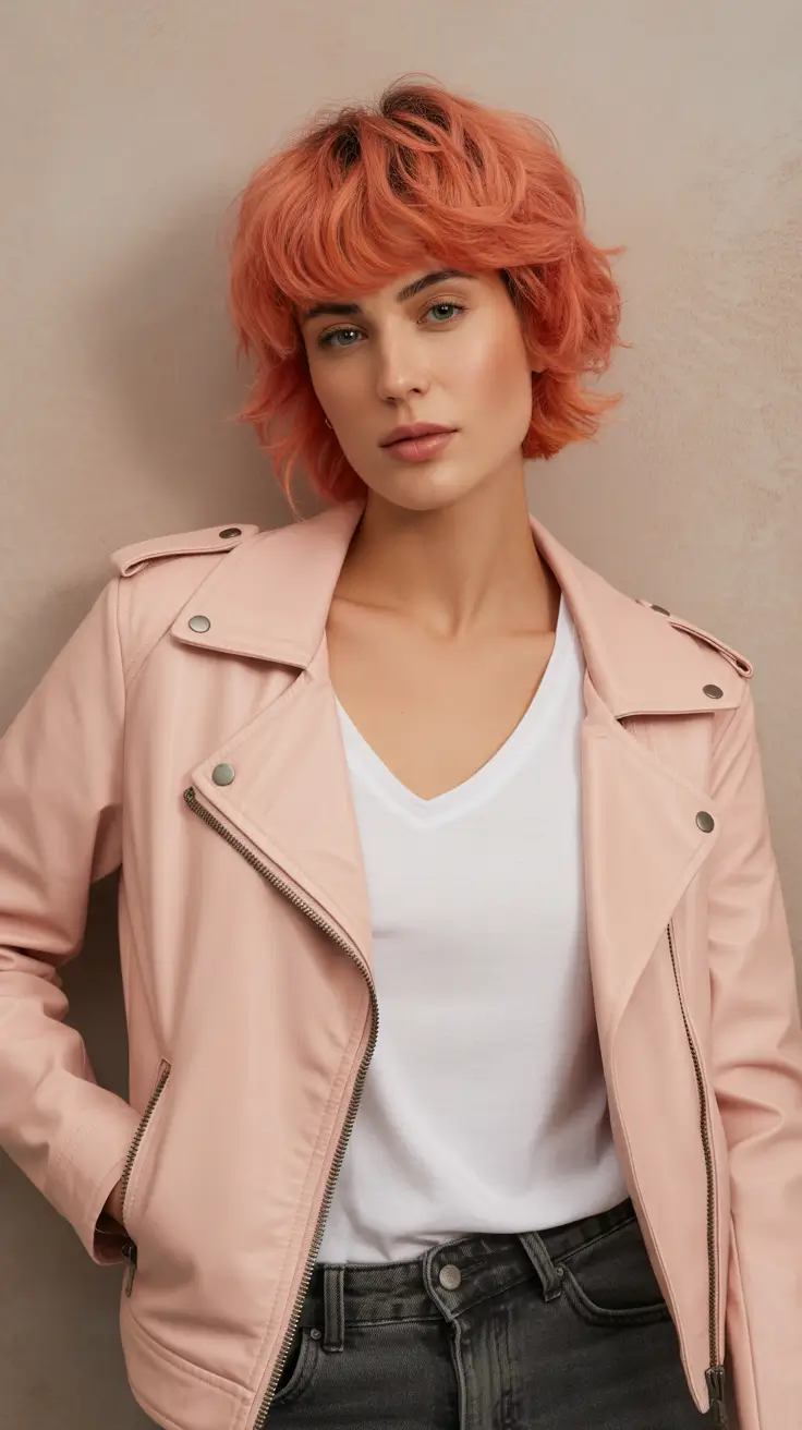 Trendy haircuts 2026 + Peachy Shaggy Crop With Piecey Fringe