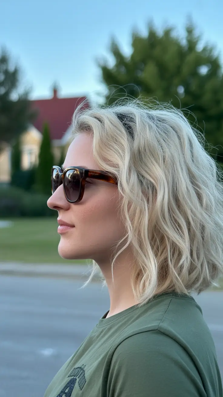 Trendy haircuts 2026 Soft Wavy Bob With Sunglasses-Ready Texture