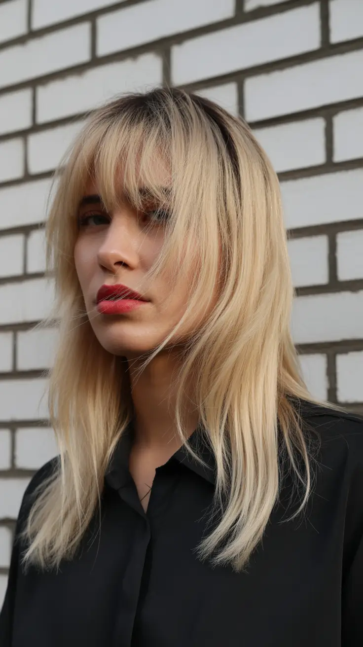 Trendy haircuts 2026 Long Blonde Layers With Full Fringe And Clean Ends