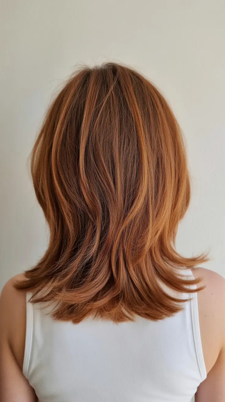 Trendy haircuts 2026 + Coppery Layered Shag With Bouncy Ends