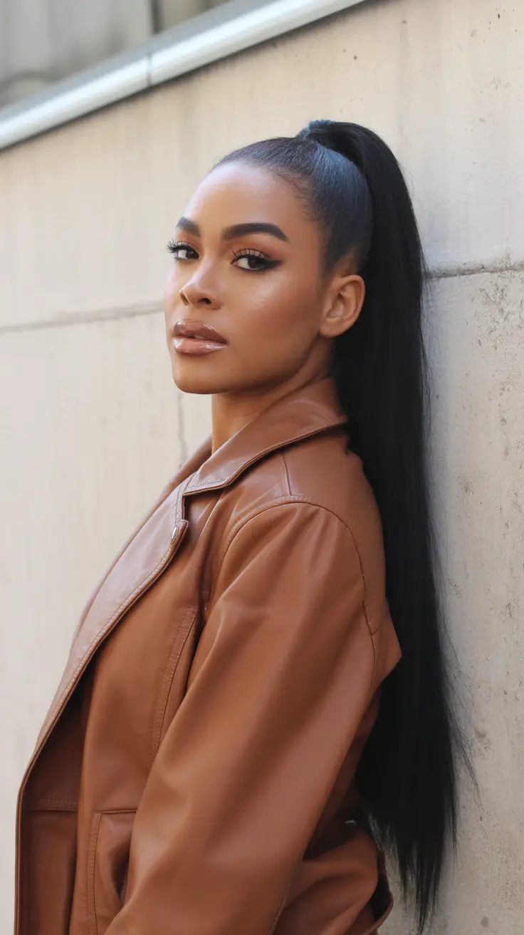 Trendy hairstyles for black women 2026 + Extra Long Sleek Ponytail With Glassy Shine