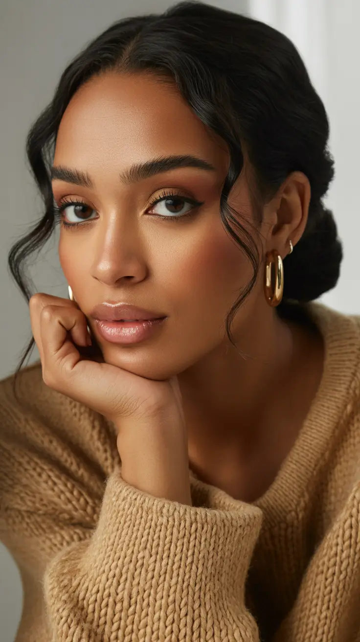 Trendy hairstyles for black women 2026 Sleek Center-Part Low Bun With Face-Framing Tendrils