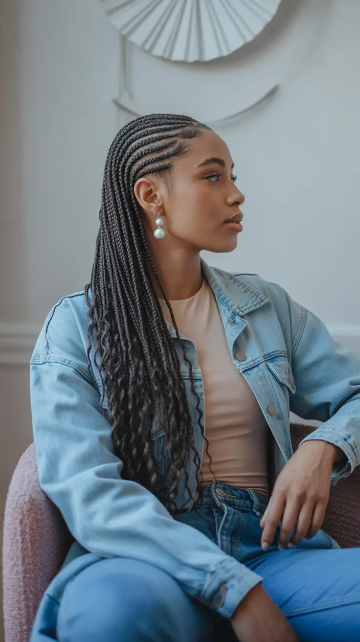 Trendy hairstyles for black women 2026 Feed-In Cornrows Into Waist-Length Braids With Soft Texture
