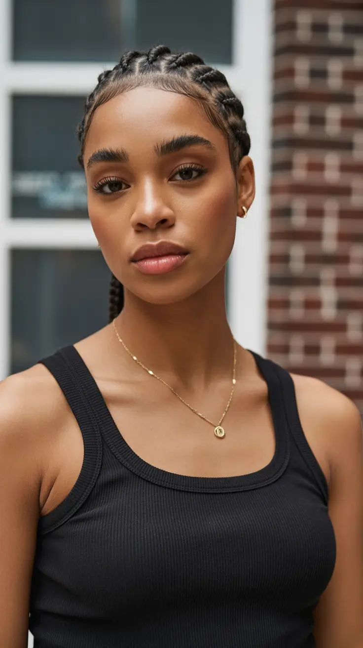 Trendy hairstyles for black women 2026 + Sculpted Cornrows With A Clean, Sporty Finish