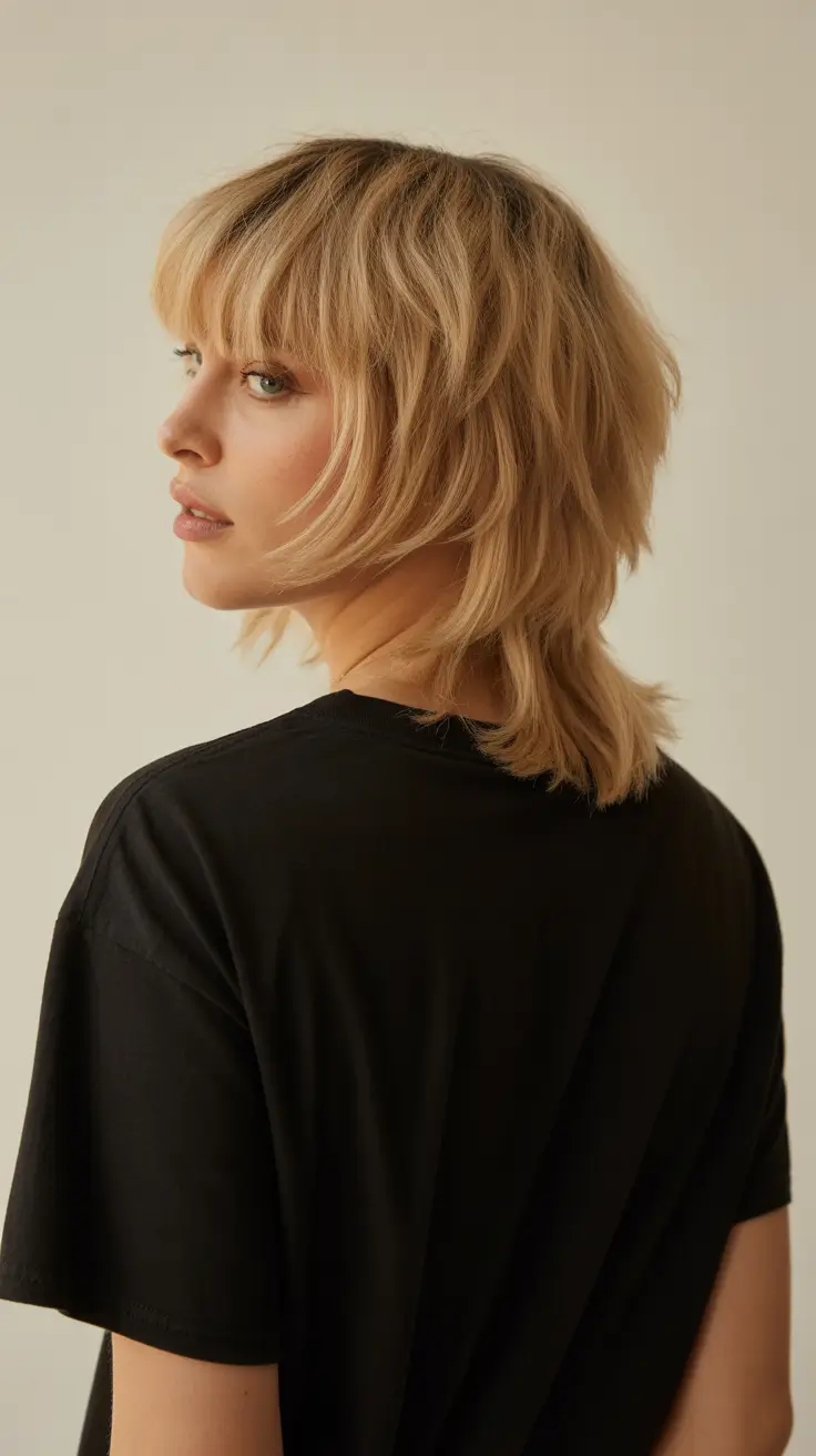 Trendy shag haircut 2026 + Golden Shag With Full Fringe And A Modern Wolf-Like Shape