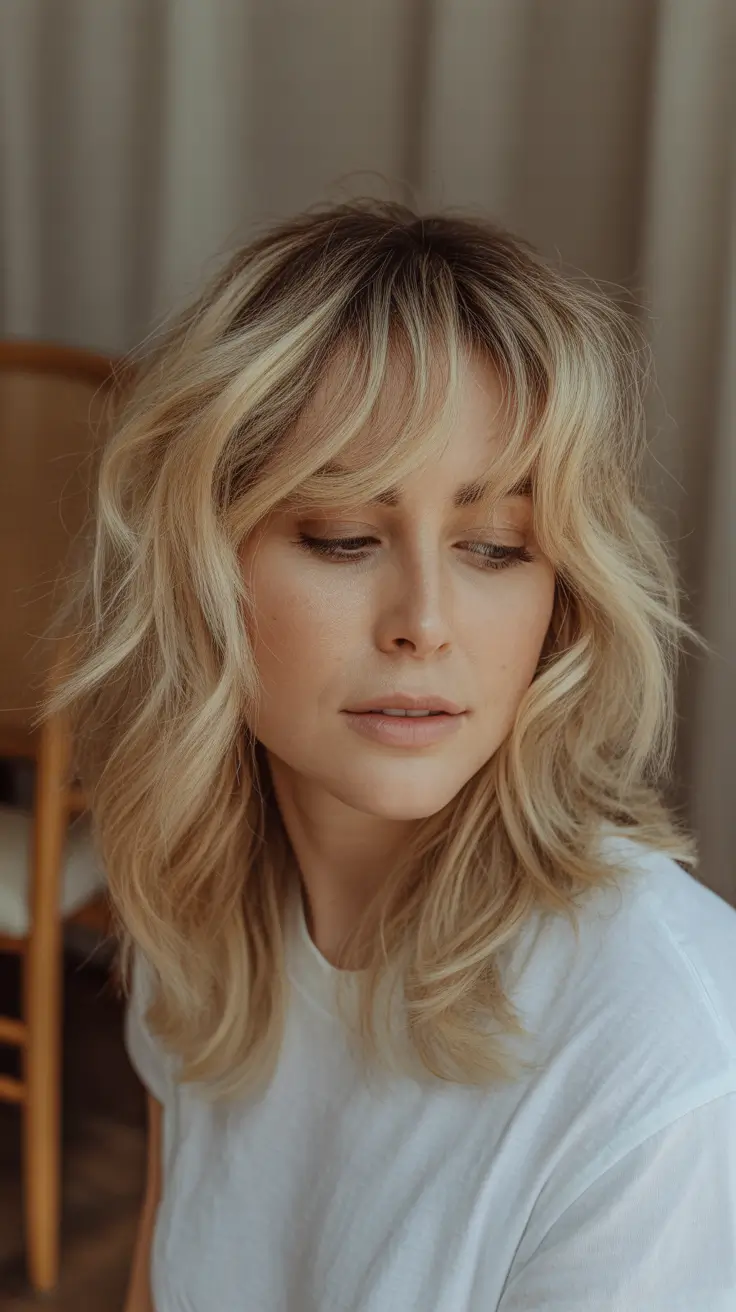 Trendy shag haircut 2026 + Blonde Medium Shag With Fluffy Layers And Easy Volume