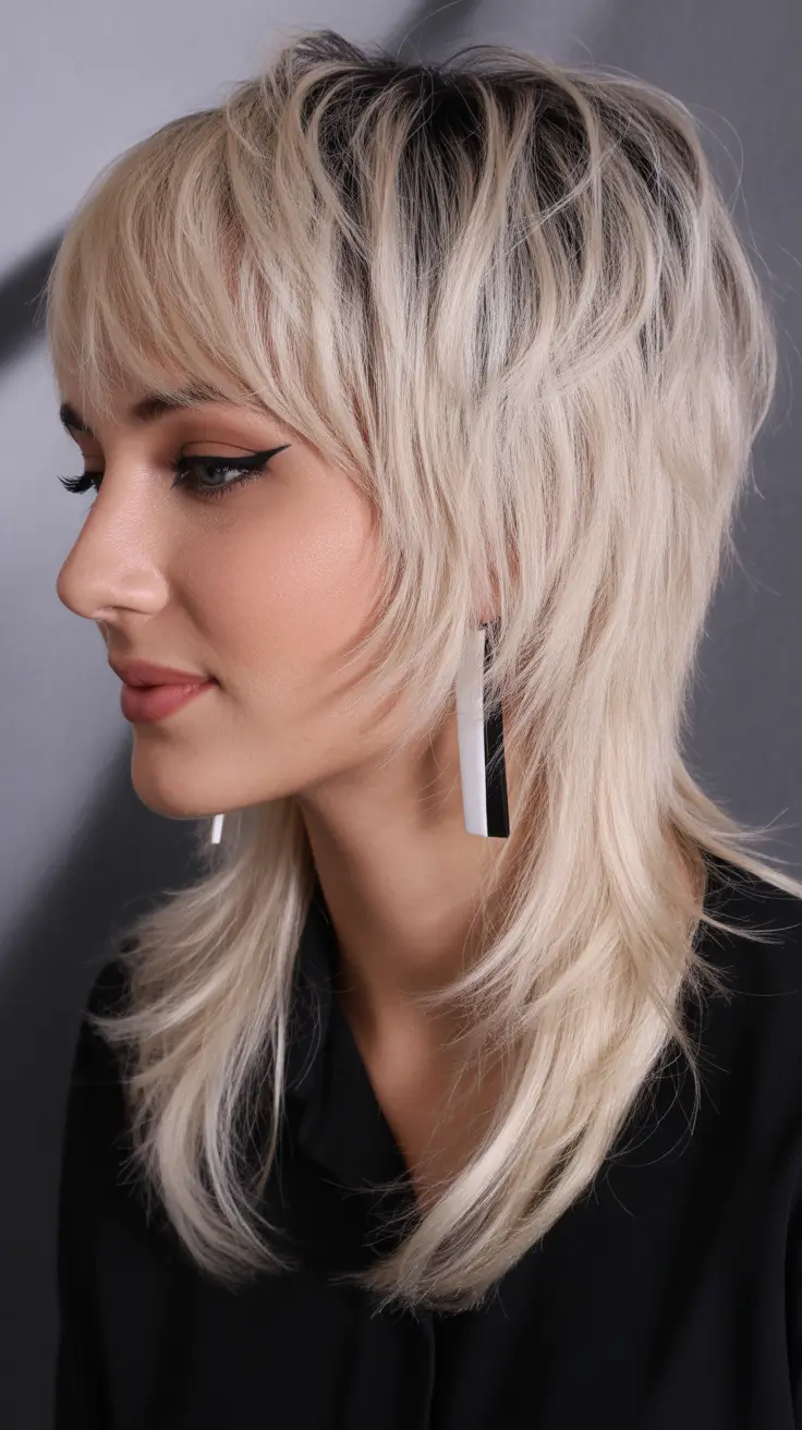 Trendy shag haircut 2026 + Platinum Wolf-Shag With Razor Layers And A Soft Fringe