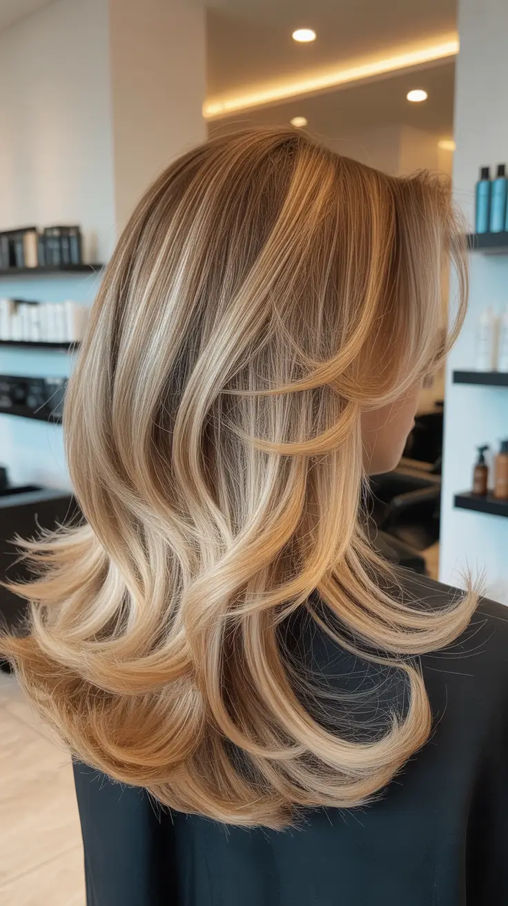 summer hair color ideas 2026 Layered Vanilla Blonde With Soft Curtain Flow