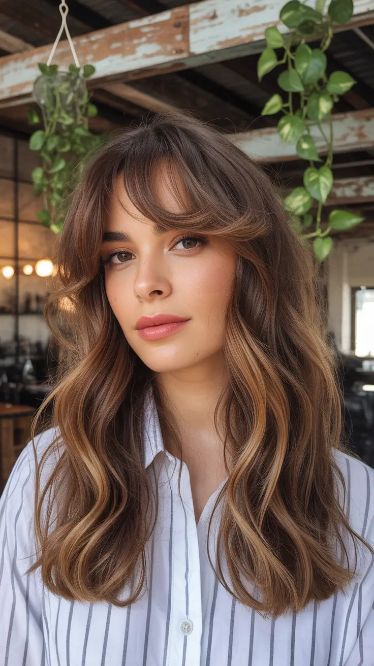 summer hair color ideas 2026 Soft Brunette Layers With Golden Face Framing