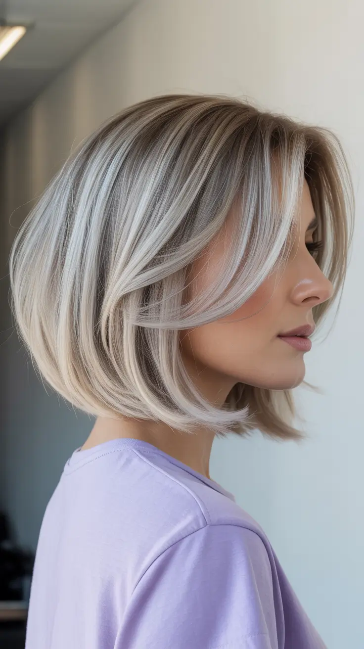 summer hair color ideas 2026 Cool Platinum Blonde Bob With Precision Cut