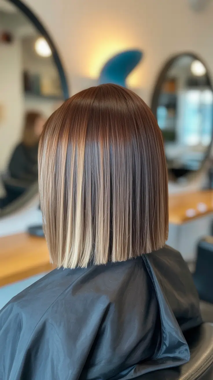 summer hair color ideas 2026 Sleek Blunt Bob With Hidden Blonde Dimension