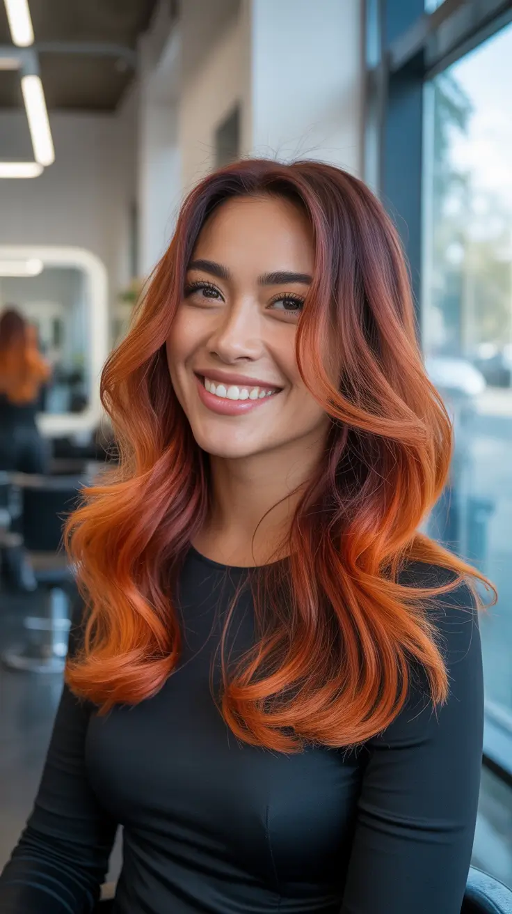 summer hair color ideas 2026 Rich Copper Melt With Glossy Dimension