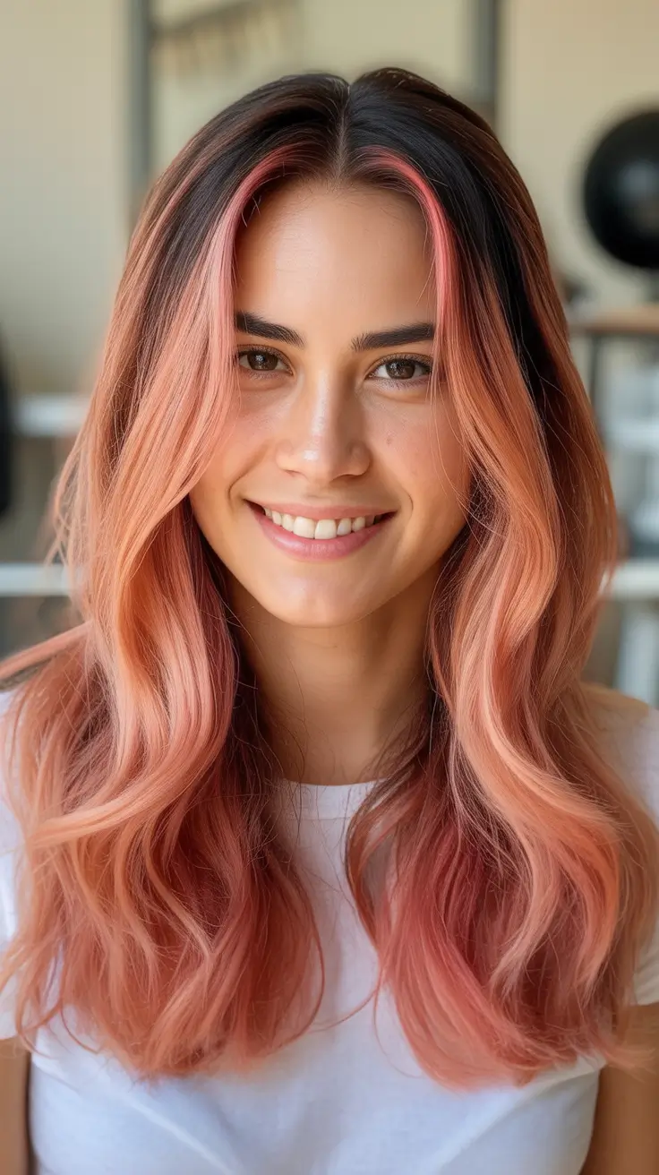 summer hair color ideas 2026 Soft Rose Gold Blend With Face-Framing Glow