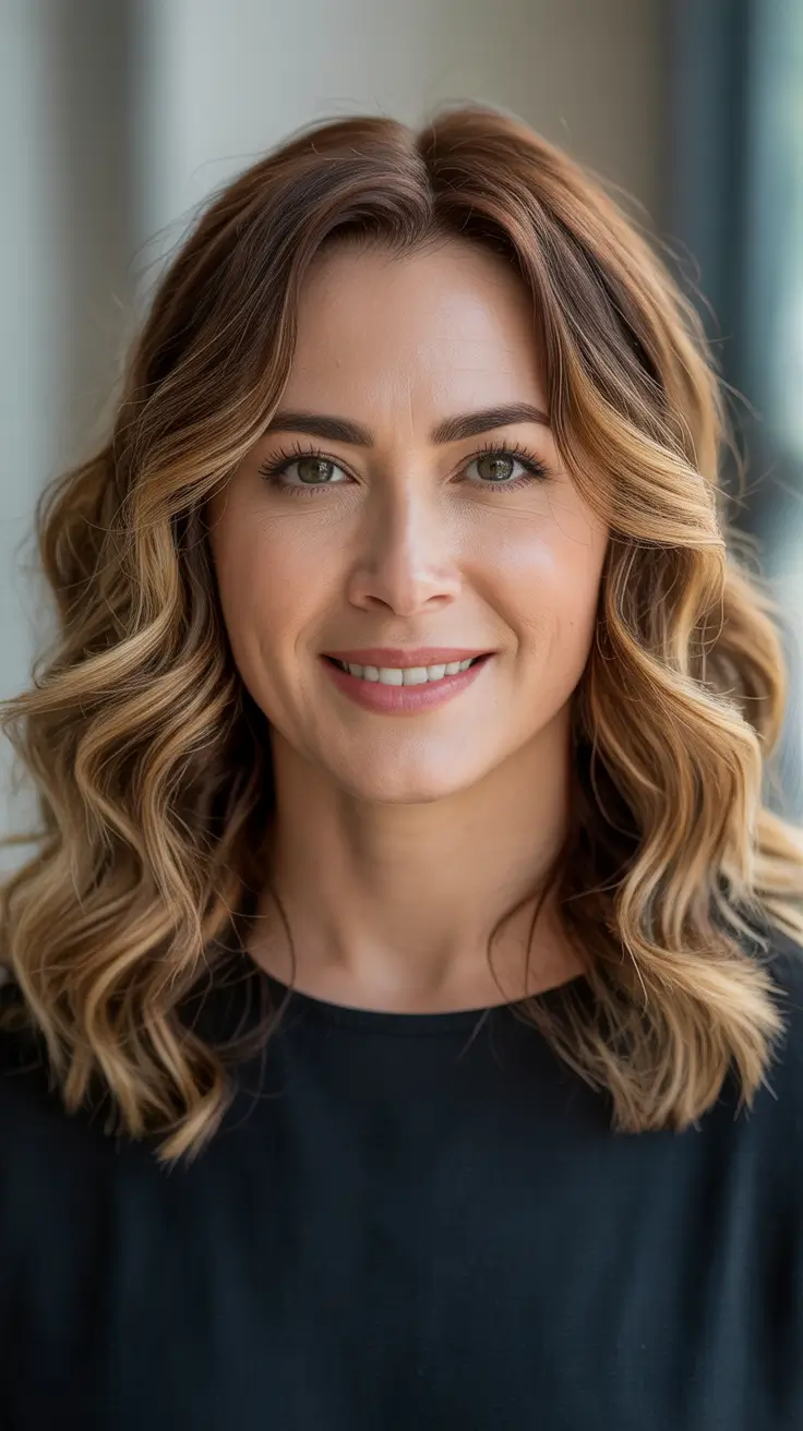 summer hair color ideas 2026 Dimensional Bronde Waves With Face Framing Light